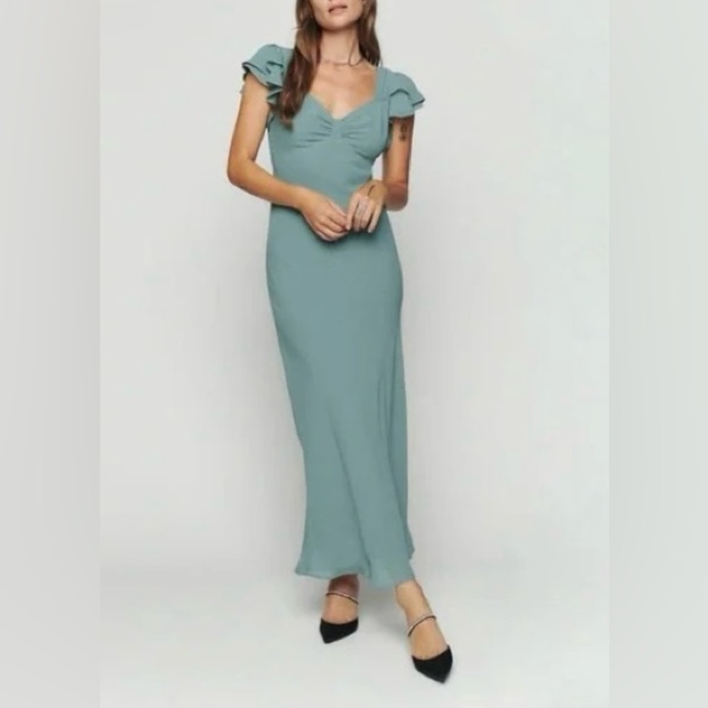 Reformation NWT Lisola Maxi Dress in Verdigris | Size S | Original Price $278